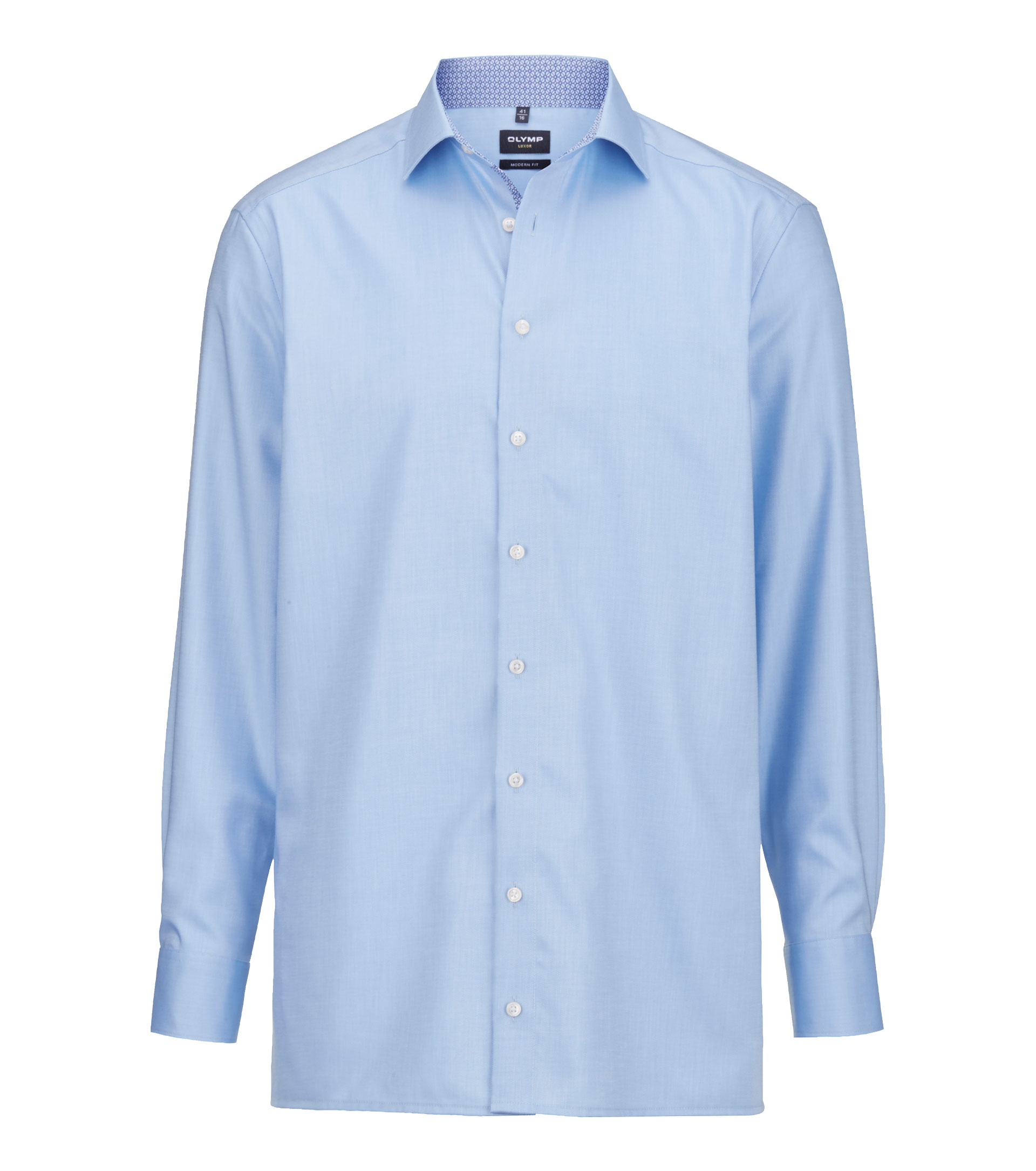 Twill-Hemd OLYMP Luxor modern fit, skyblue-marine, Langarm, ohne Brusttasche Twill-Hemd OLYMP Luxor modern fit, skyblue-marine, Langarm, ohne Brusttasche