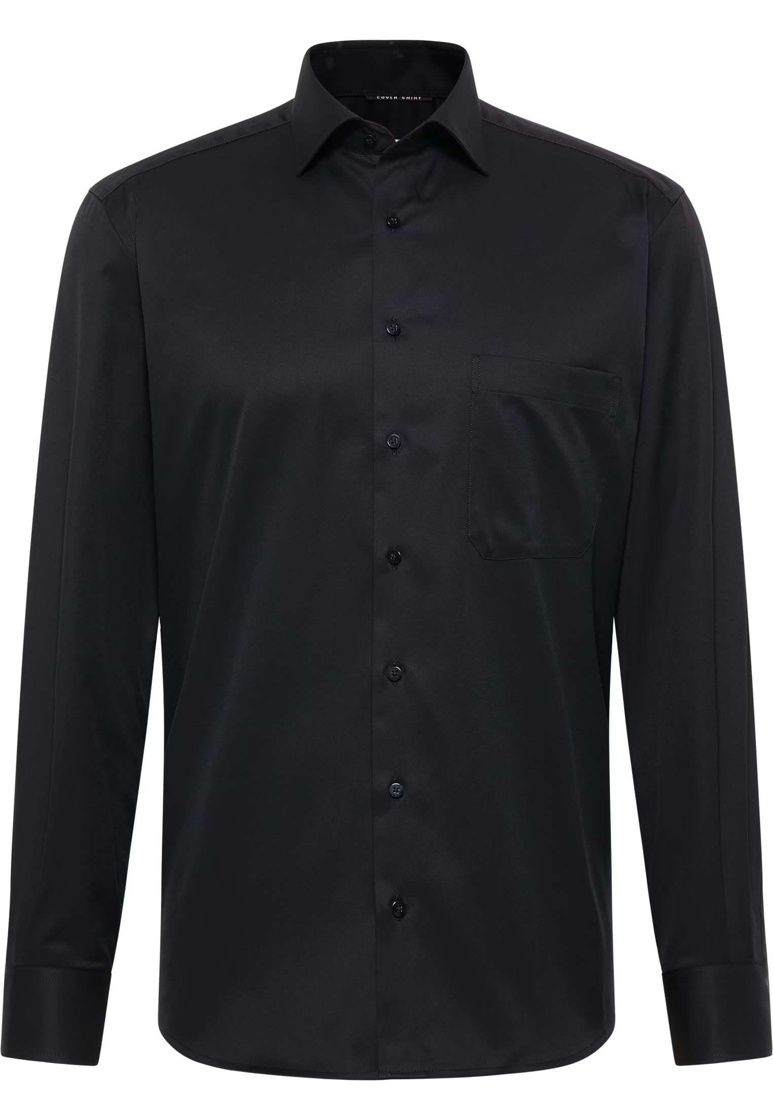 Twill-Hemd ETERNA COVER SHIRT Comfort Fit, schwarz, Langarm, mit Brusttasche