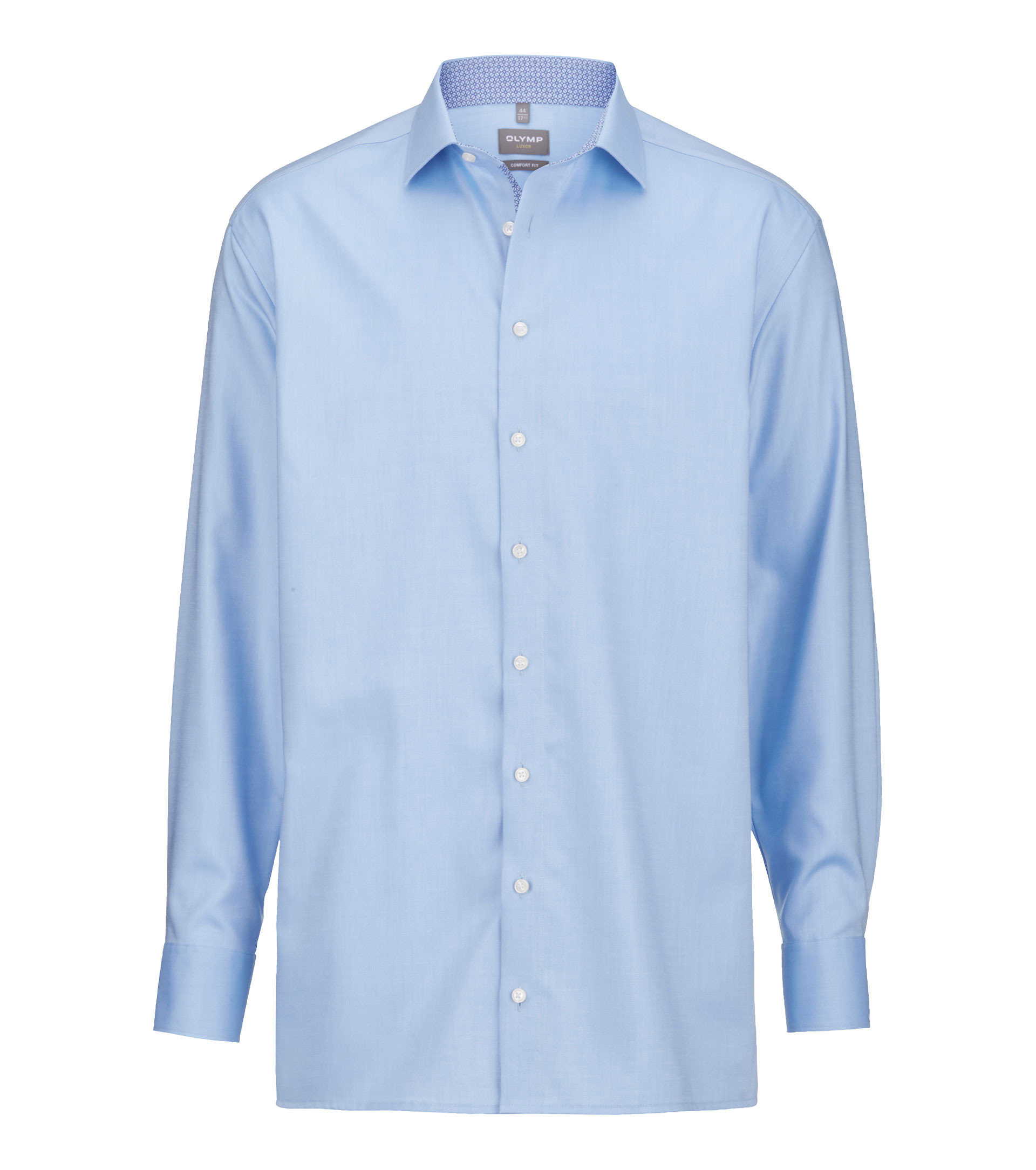 Twill-Hemd OLYMP Luxor comfort fit, skyblue-marine, Langarm, ohne Brusttasche Twill-Hemd OLYMP Luxor comfort fit, skyblue-marine, Langarm, ohne Brusttasche
