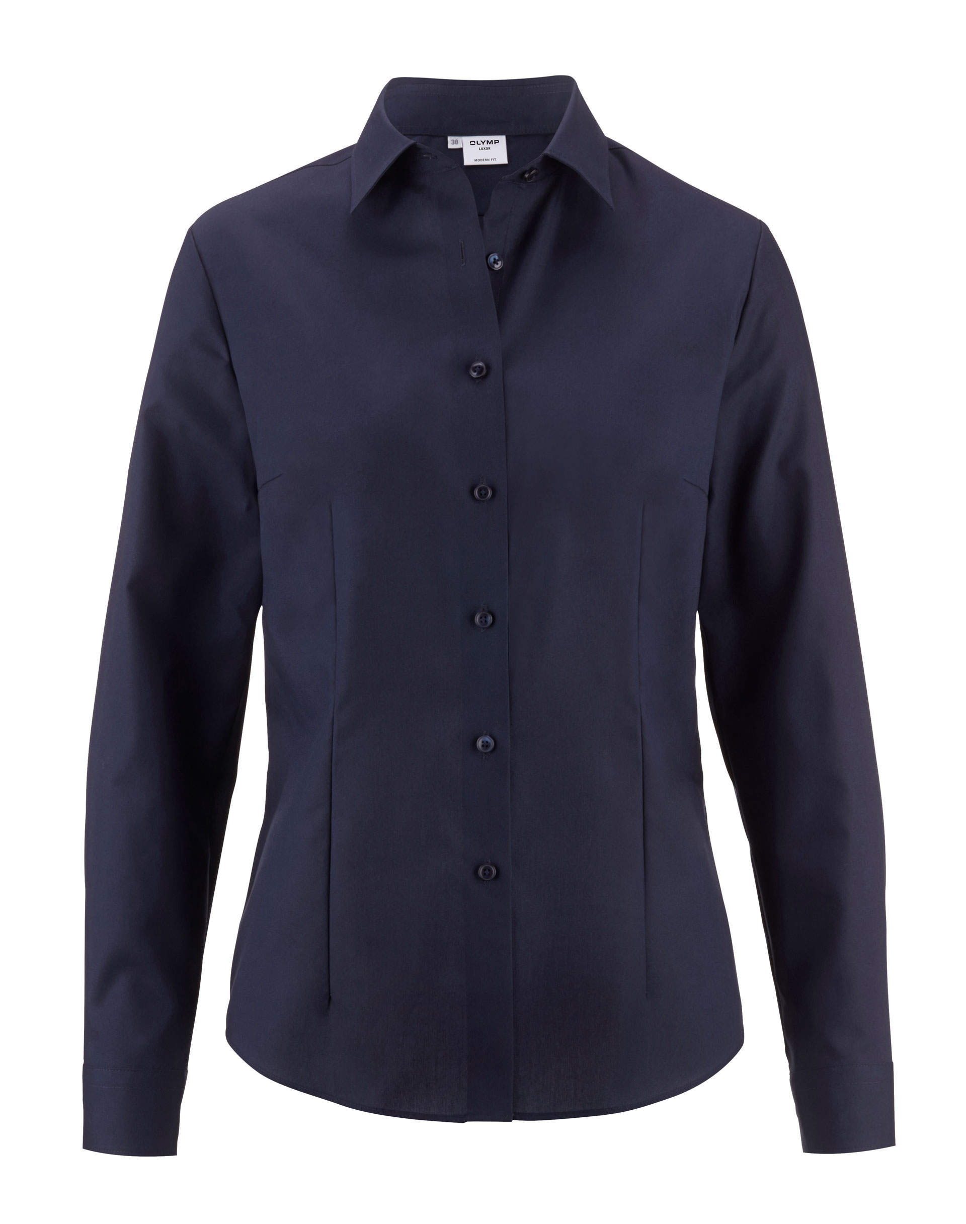 Bluse OLYMP Luxor modern fit, marine, Popeline, Langarm