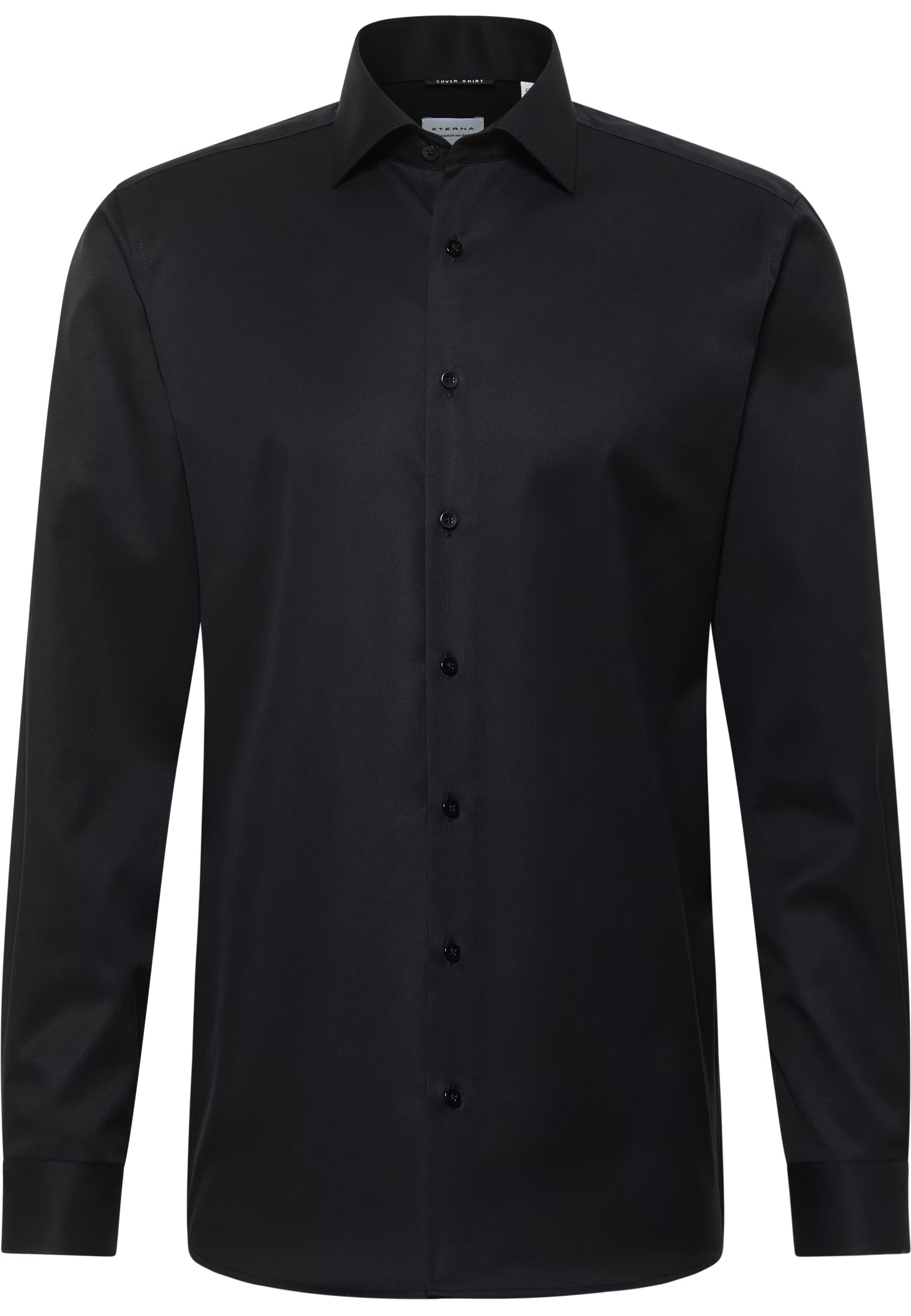 Twill-Hemd ETERNA COVER SHIRT Modern Fit, schwarz, Langarm, ohne Brusttasche
