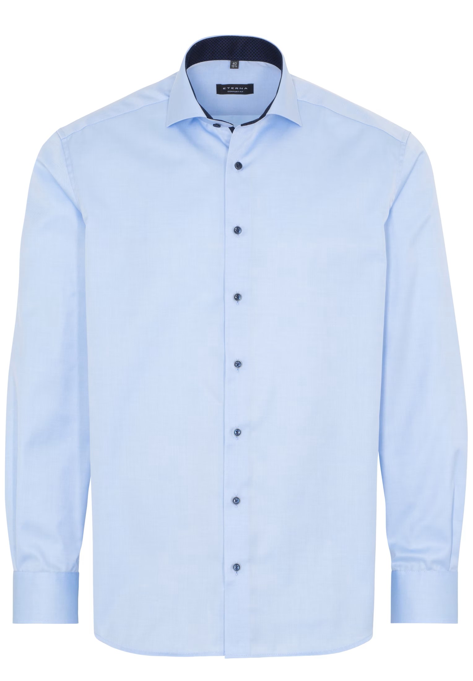 Twill-Hemd ETERNA COVER SHIRT Comfort Fit, skyblue-marine, Langarm, ohne Brusttasche Twill-Hemd ETERNA COVER SHIRT Comfort Fit, skyblue-marine, Langarm, ohne Brusttasche