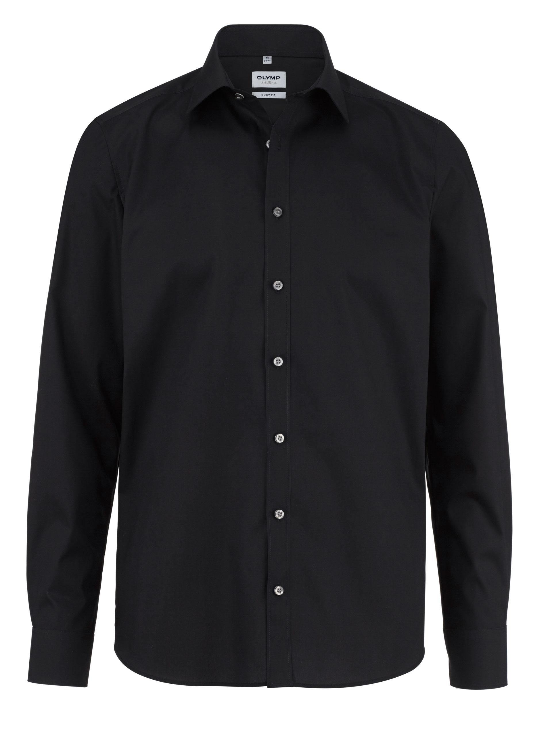 Popeline-Hemd OLYMP Level Five body fit, schwarz, Langarm, ohne Brusttasche Popeline-Hemd OLYMP Level Five body fit, schwarz, Langarm, ohne Brusttasche