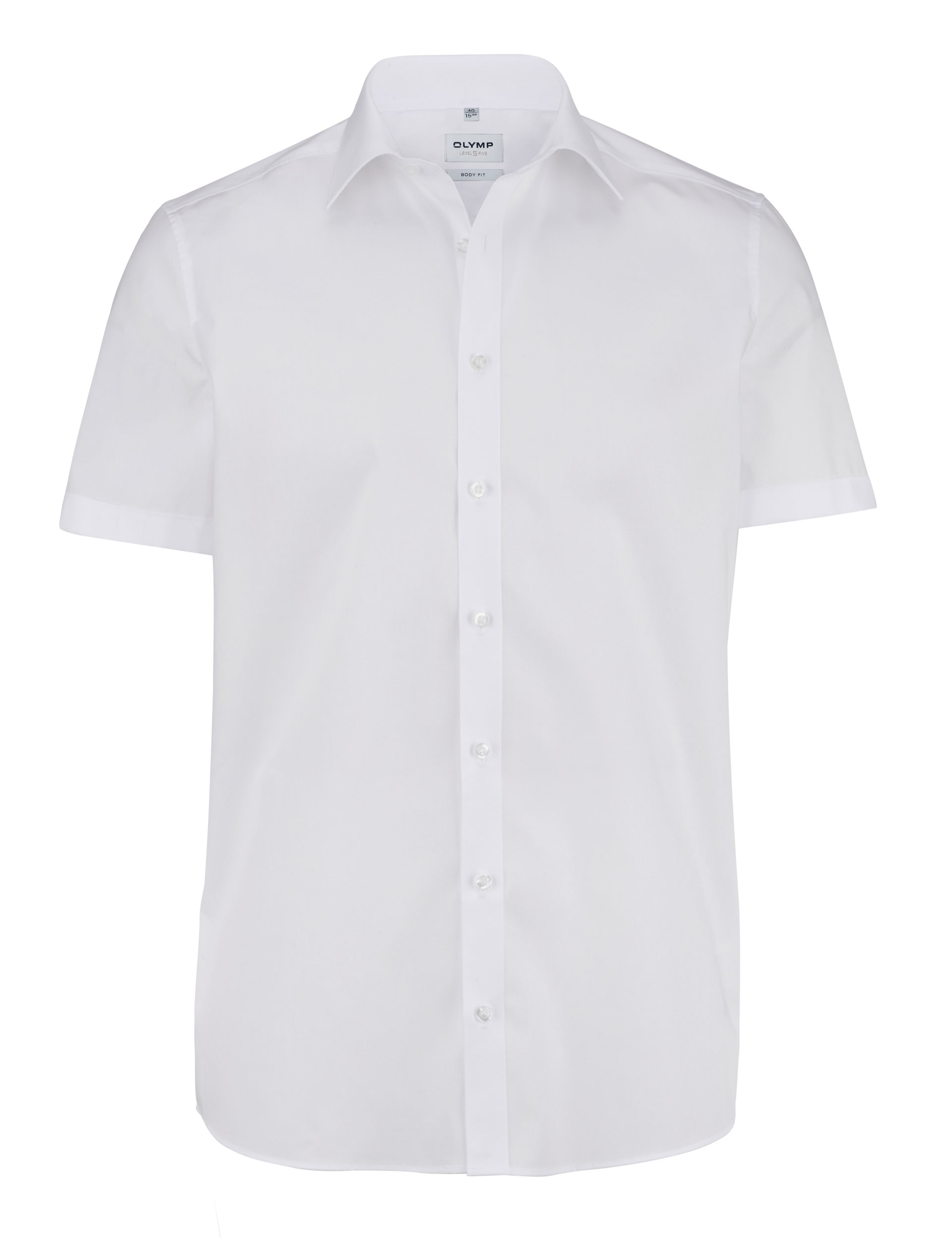 Popeline-Hemd OLYMP Level Five body fit, weiß, Kurzarm, ohne Brusttasche Popeline-Hemd OLYMP Level Five body fit, weiß, Kurzarm, ohne Brusttasche