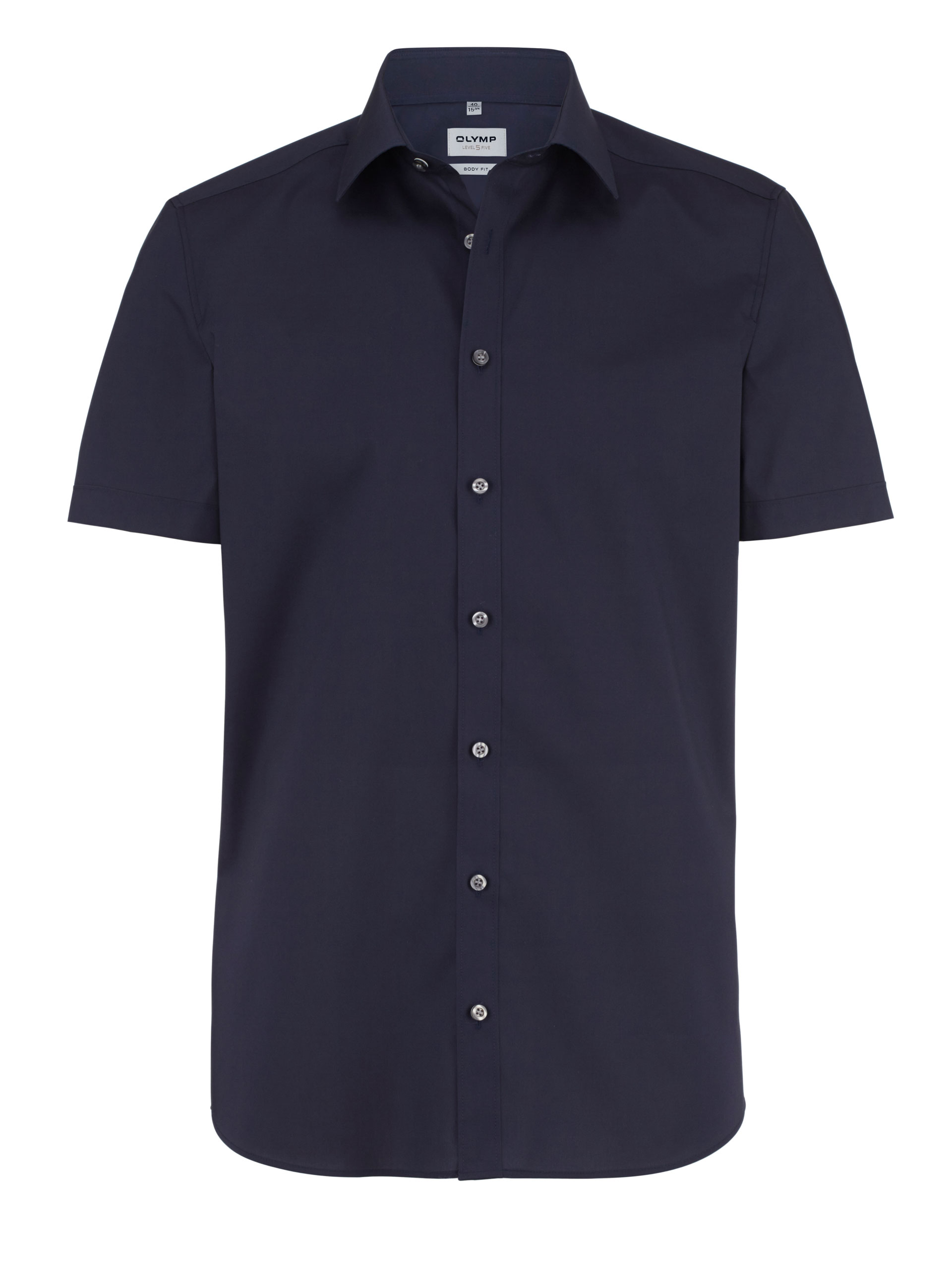 Popeline-Hemd OLYMP Level Five body fit, marine, Kurzarm, ohne Brusttasche Popeline-Hemd OLYMP Level Five body fit, marine, Kurzarm, ohne Brusttasche