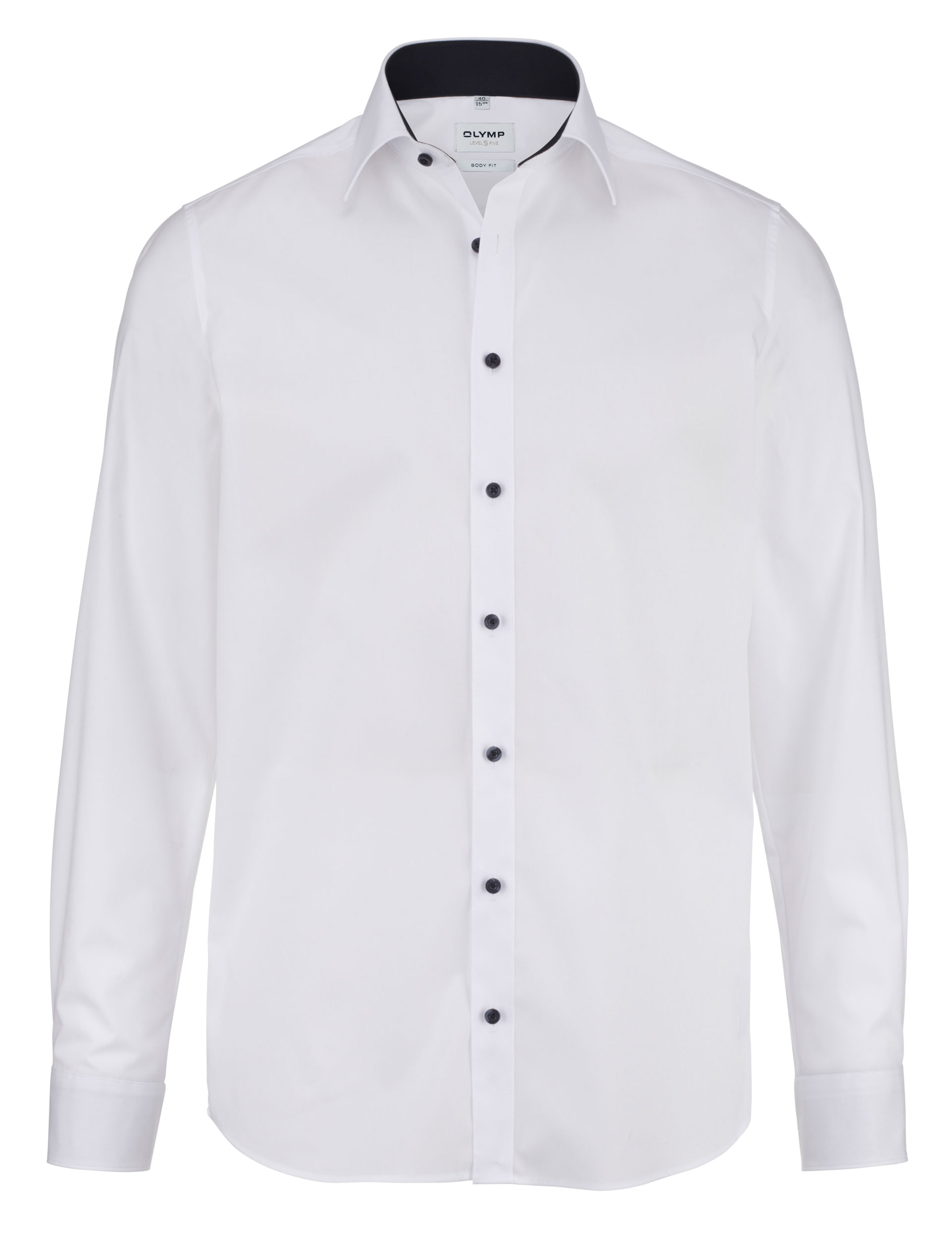 Popeline-Hemd OLYMP Level Five body fit, weiß-marine, Langarm, ohne Brusttasche Popeline-Hemd OLYMP Level Five body fit, weiß-marine, Langarm, ohne Brusttasche