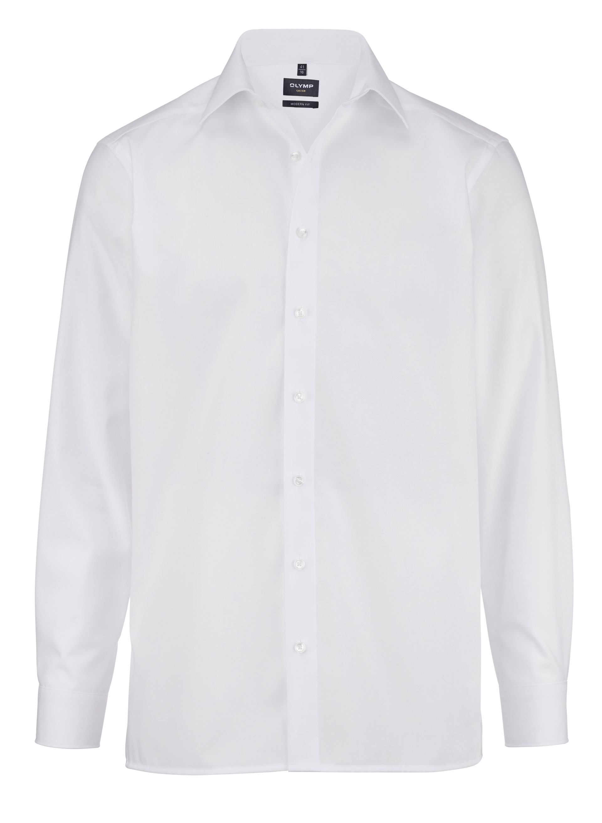 Popeline-Hemd OLYMP Luxor modern fit, weiß, Langarm, ohne Brusttasche