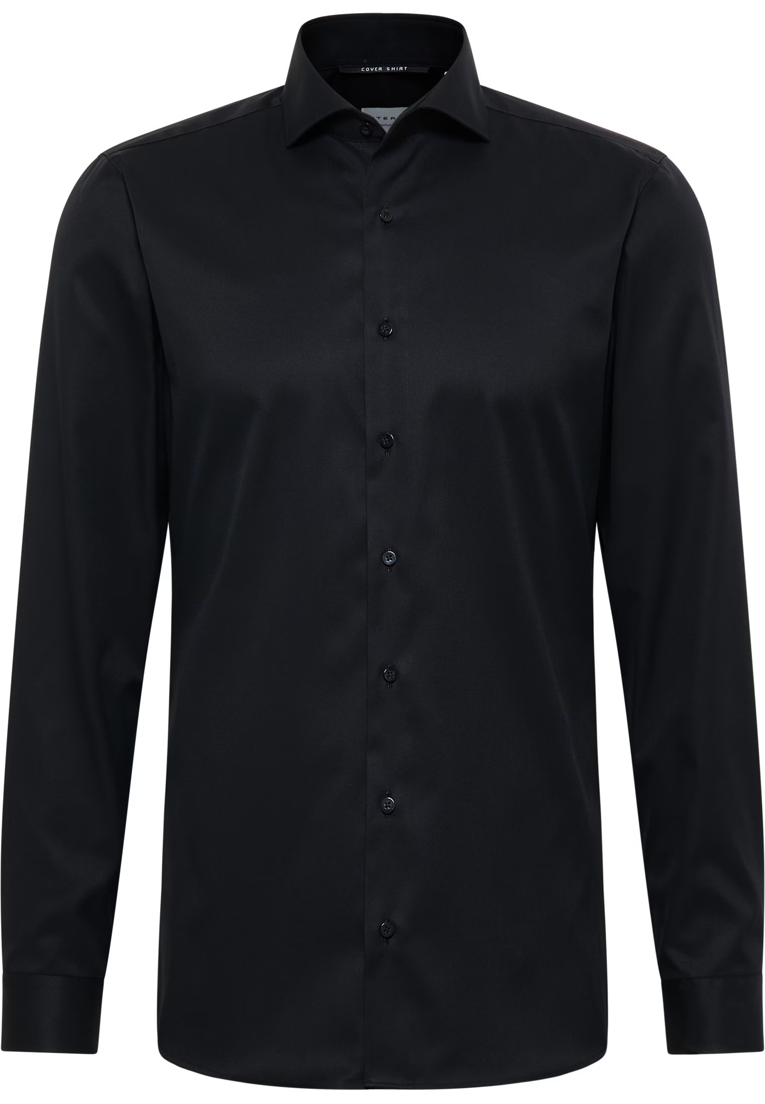 Twill-Hemd ETERNA COVER SHIRT Slim Fit, schwarz, Langarm, ohne Brusttasche