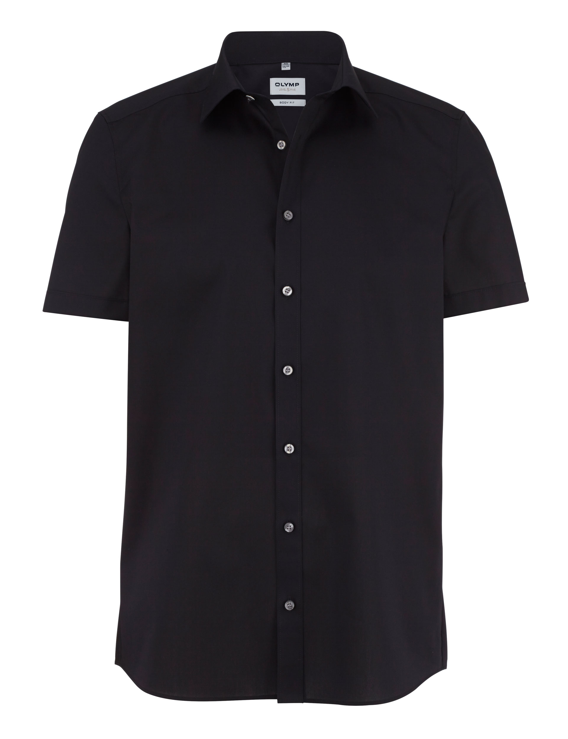 Popeline-Hemd OLYMP Level Five body fit, schwarz, Kurzarm, ohne Brusttasche Popeline-Hemd OLYMP Level Five body fit, schwarz, Kurzarm, ohne Brusttasche