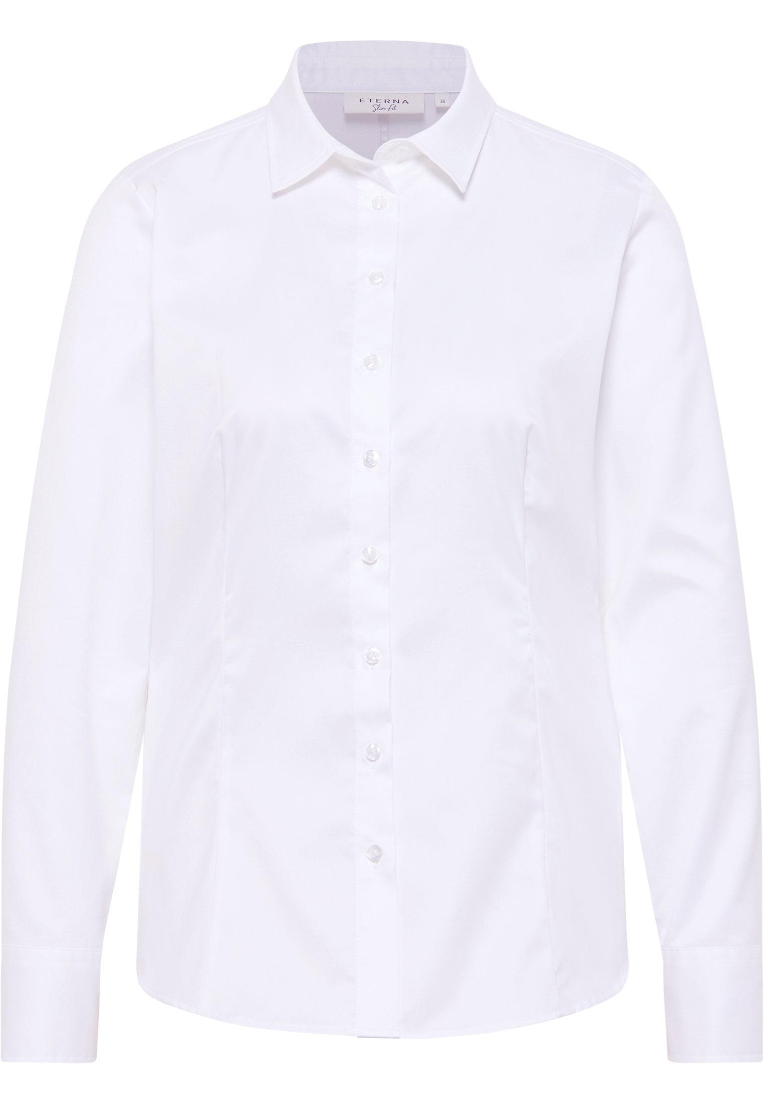 Twill-Bluse ETERNA COVER SHIRT Slim Fit, weiß, Langarm