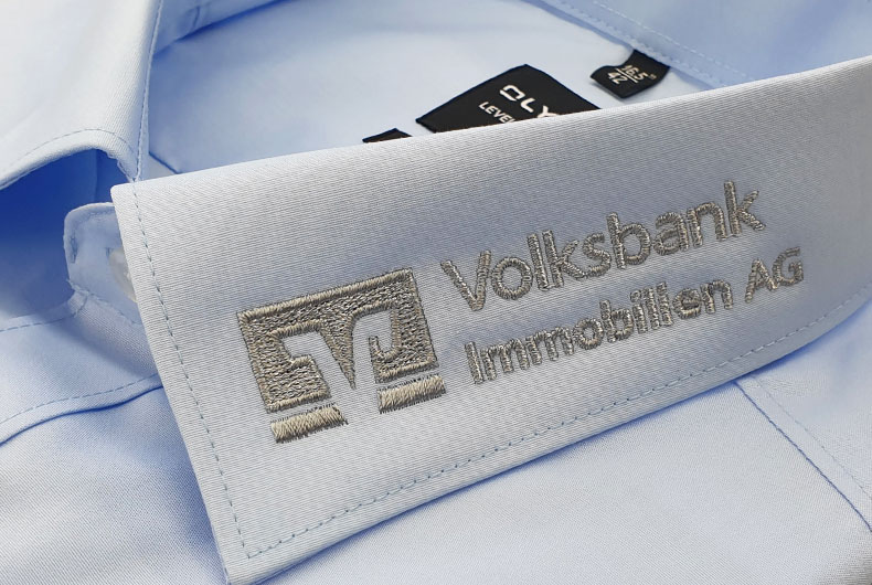 Hemd mit Logo besticken lassen Volksbank-Immobilien AG