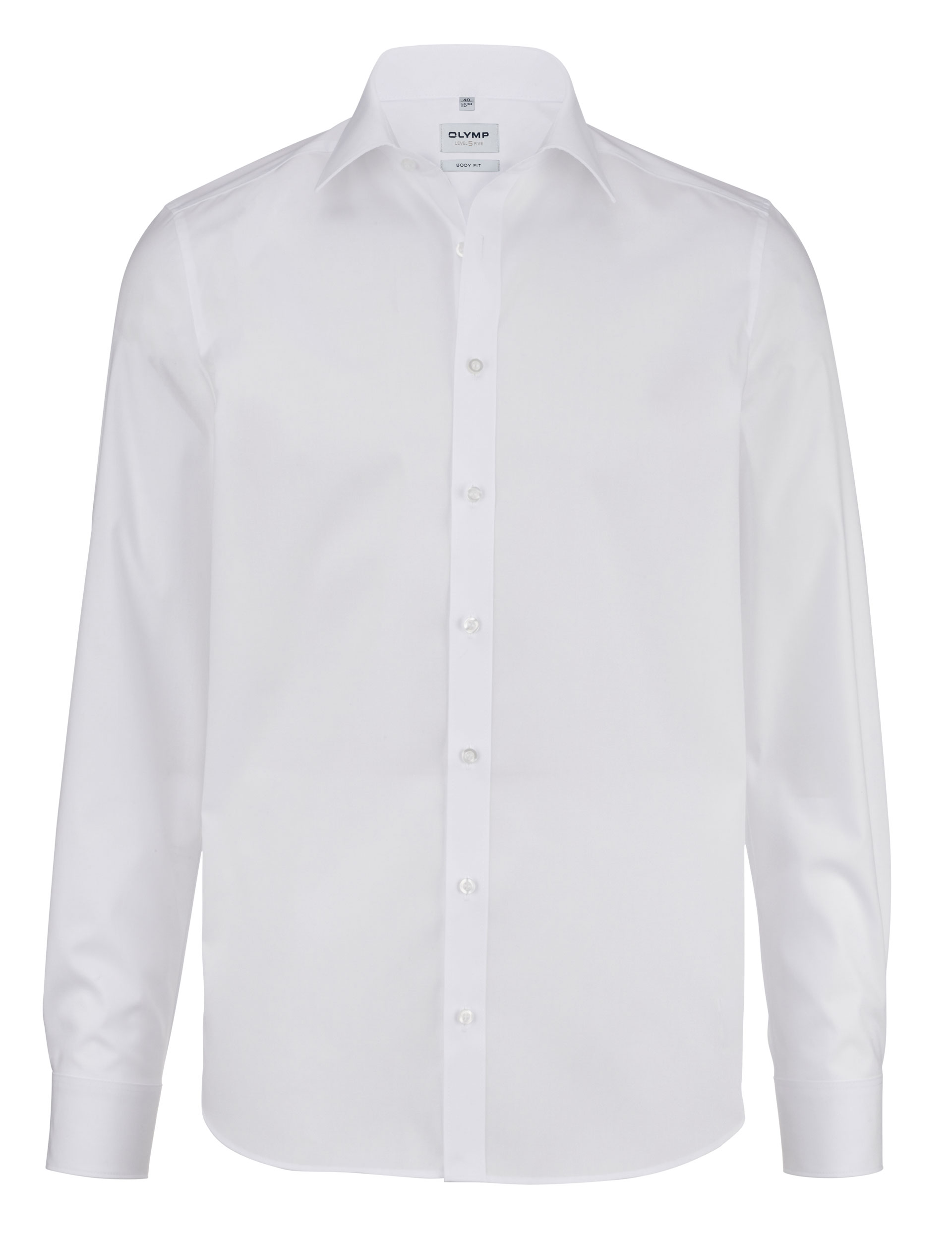 Popeline-Hemd OLYMP Level Five body fit, weiß, Langarm, ohne Brusttasche Popeline-Hemd OLYMP Level Five body fit, weiß, Langarm, ohne Brusttasche