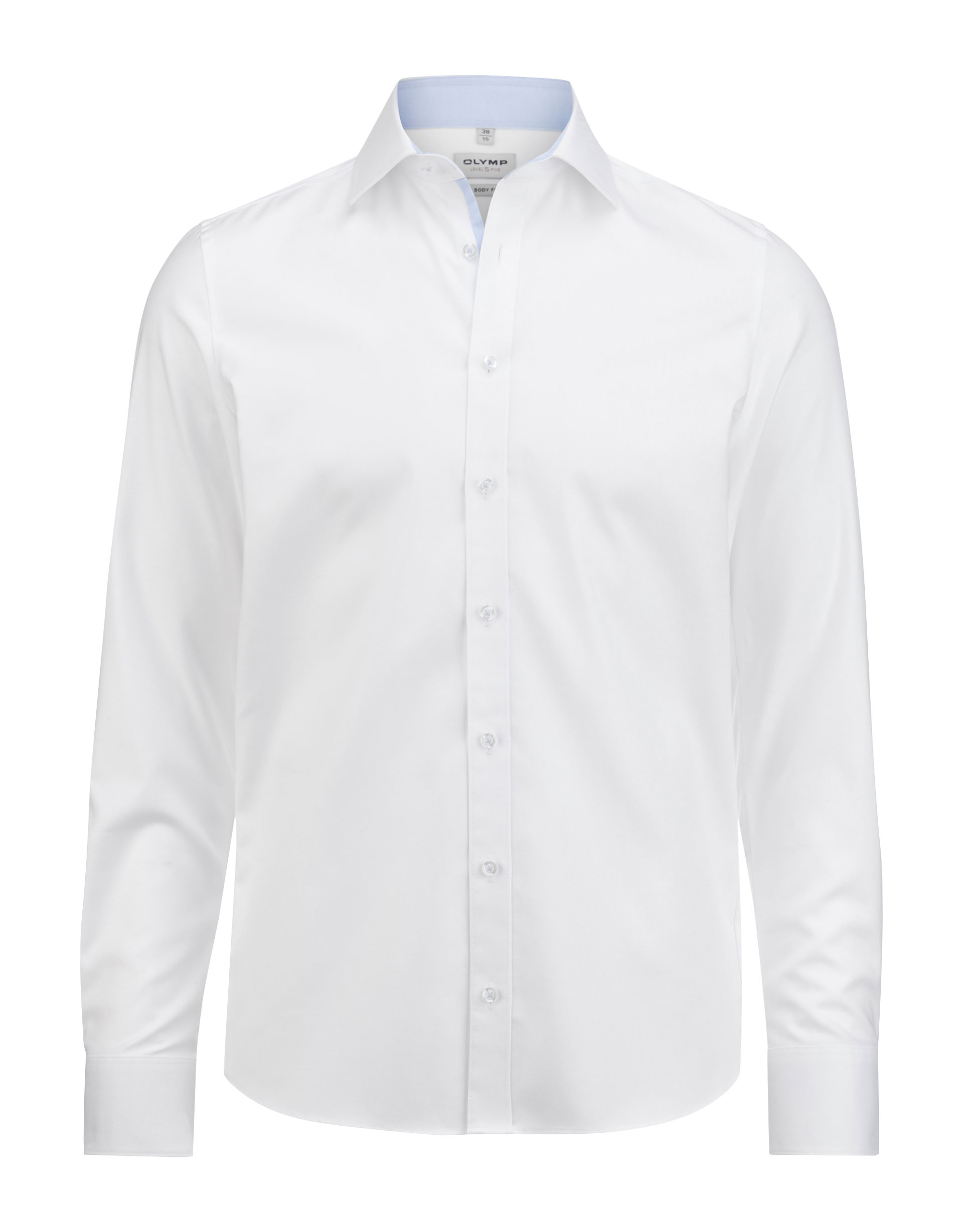 Twill-Hemd OLYMP Level Five body fit, weiß-skyblue, Langarm, ohne Brusttasche Twill-Hemd OLYMP Level Five body fit, weiß-skyblue, Langarm, ohne Brusttasche