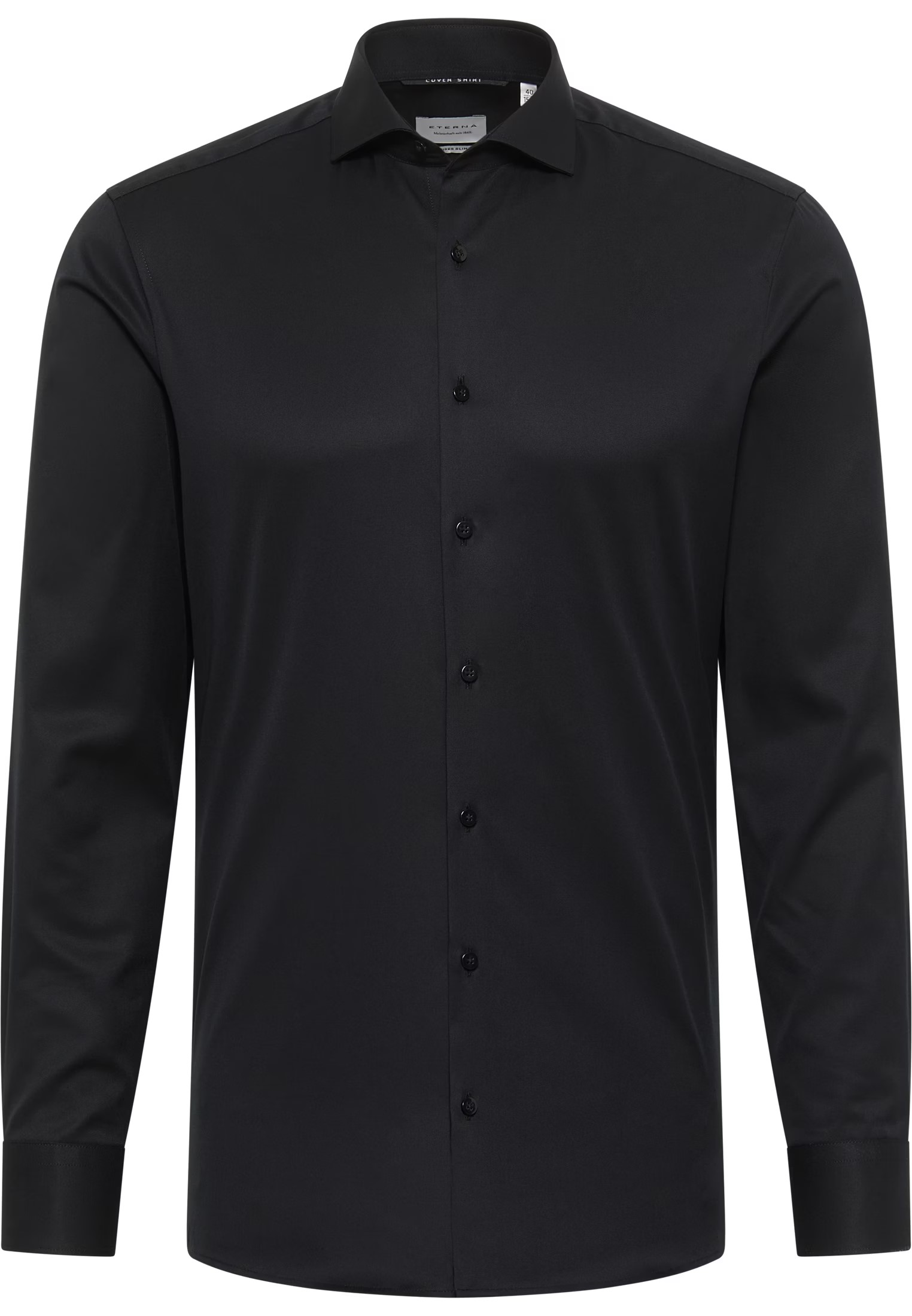 Twill-Hemd ETERNA COVER SHIRT Super Slim, schwarz, Langarm, ohne Brusttasche