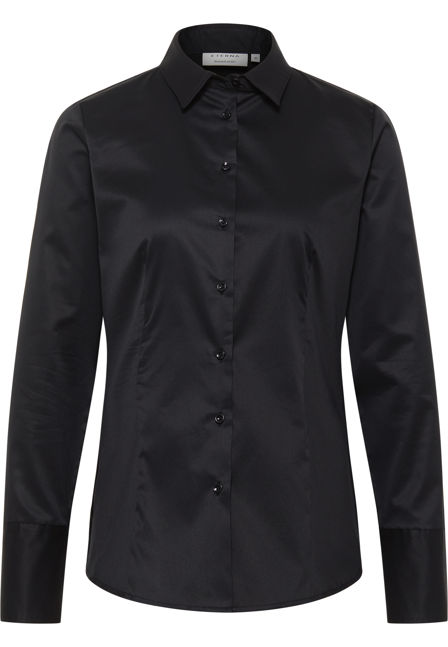 Twill-Bluse ETERNA COVER SHIRT Regular Fit, schwarz, Langarm