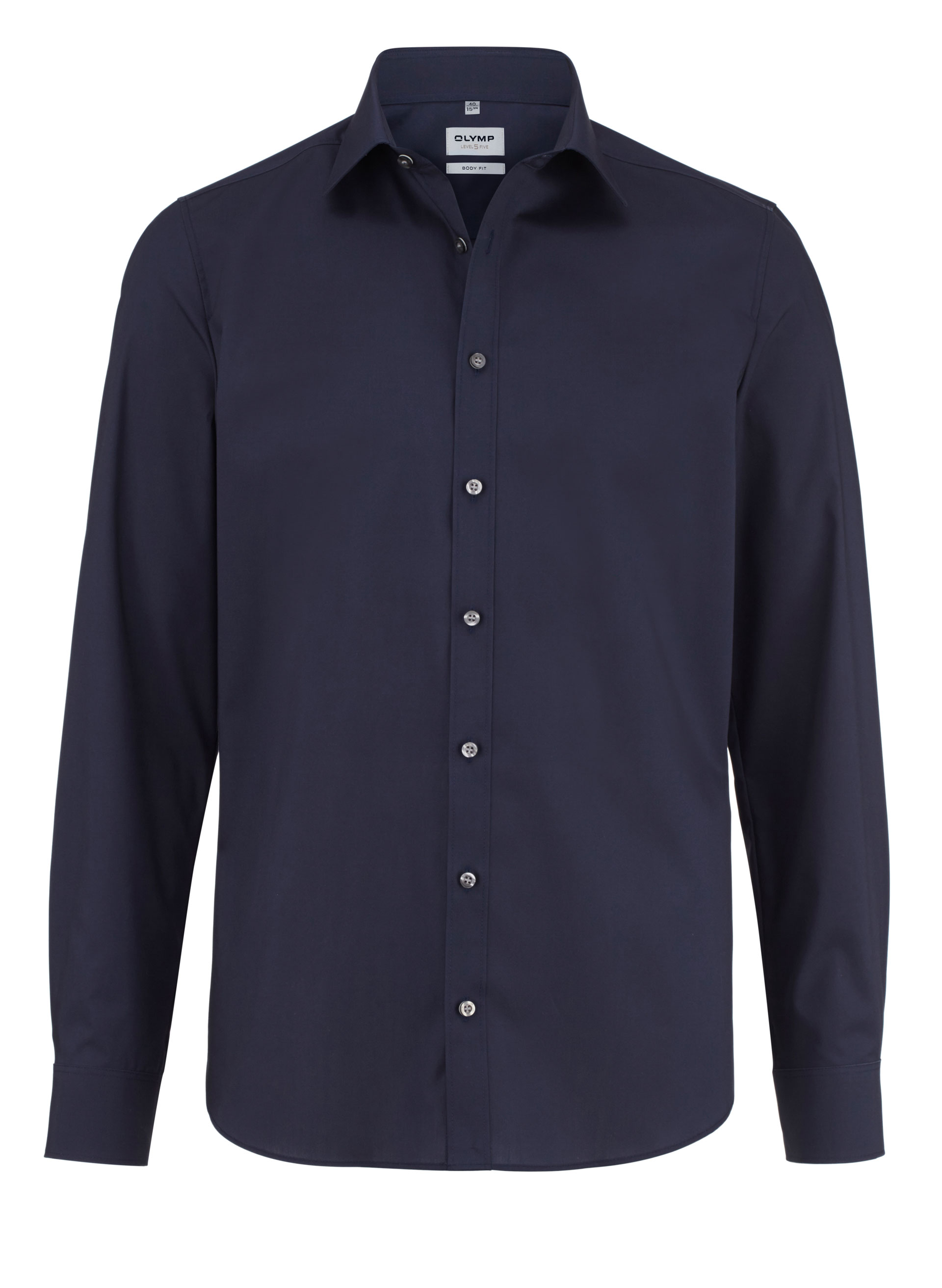 Popeline-Hemd OLYMP Level Five body fit, marine, Langarm, ohne Brusttasche Popeline-Hemd OLYMP Level Five body fit, marine, Langarm, ohne Brusttasche