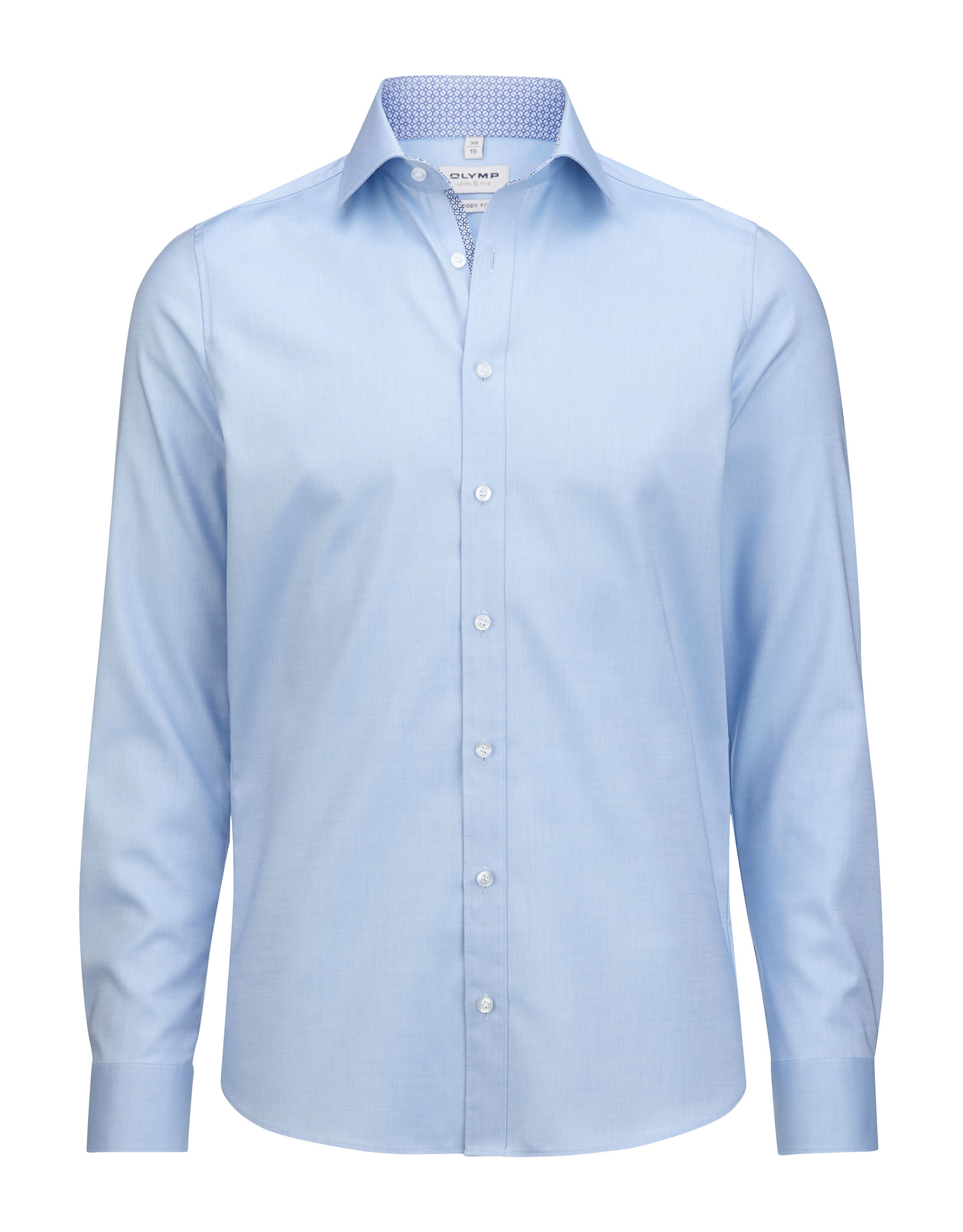 Twill-Hemd OLYMP Level Five body fit, skyblue-marine, Langarm, ohne Brusttasche Twill-Hemd OLYMP Level Five body fit, skyblue-marine, Langarm, ohne Brusttasche