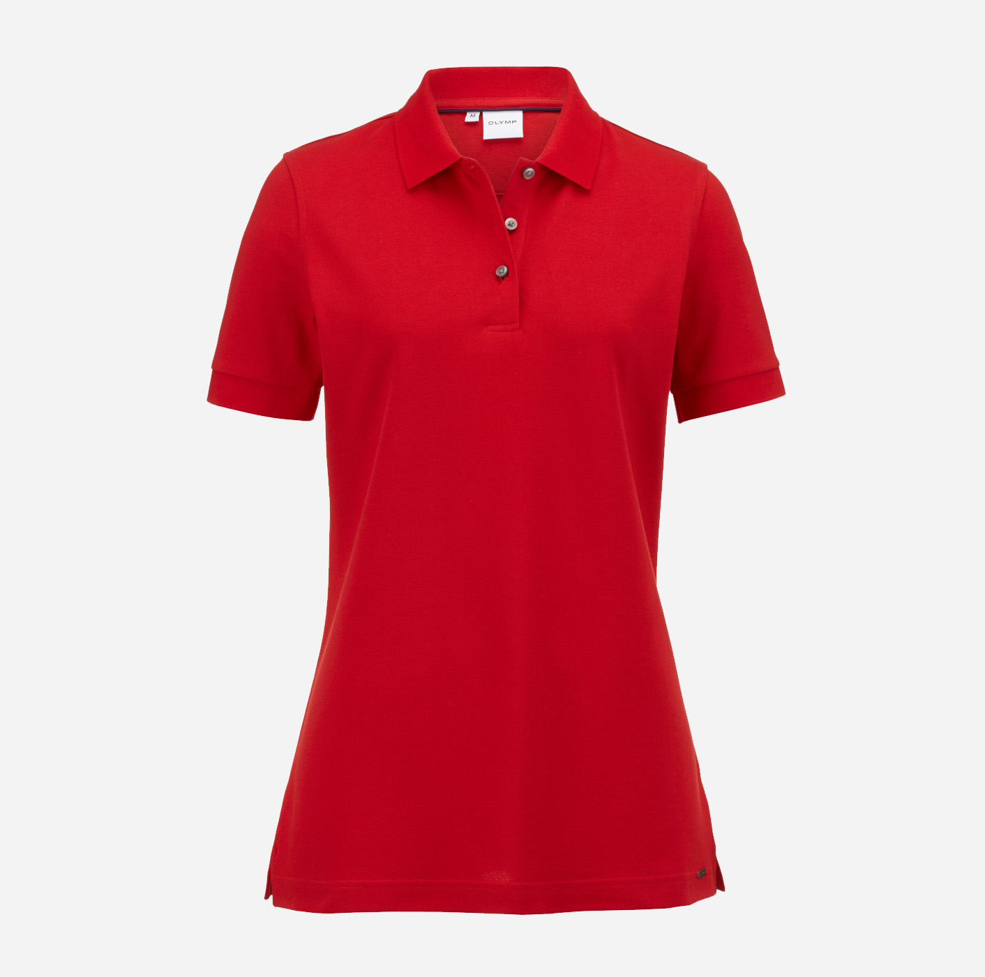 Rote OLYMP Damen-Poloshirts mit Firmenlogo bestickt