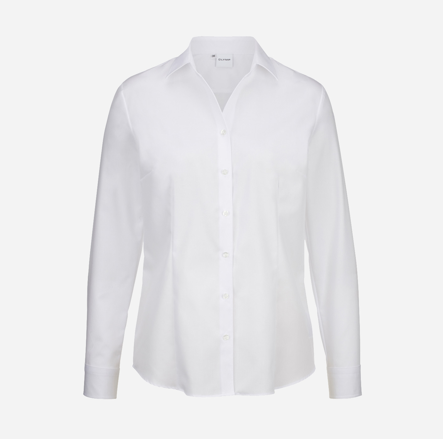 Langarm-Bluse mit Logo besticken: OLYMP Luxor comfort fit, weiß